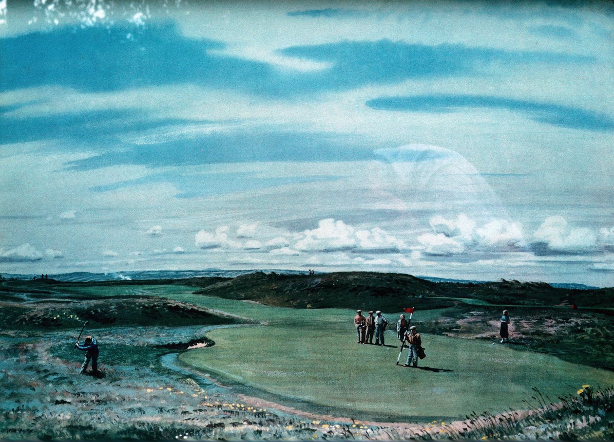 Cecil Aldin 1870-1935, kunsttrykk av golfbane, c1920 av Cecil Charles Windsor Aldin