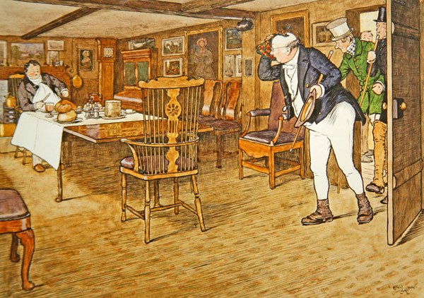 «Ved bordet satt herr Tupman og så så ulik ut som mulig en mann som har tatt avskjed med denne verden» av Cecil Charles Windsor Aldin