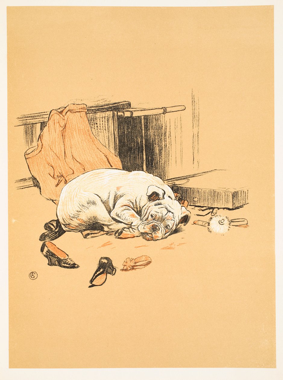 Skuffelse over ikke å finne sjokoladene, fra A Gay Dog, Story of a Foolish Year Aldin, Cecil Charles Windsor (1870-1935), publisert William Heineman, 1905. 1st Edition, Illustration, Chalk and C av Cecil Charles Windsor Aldin