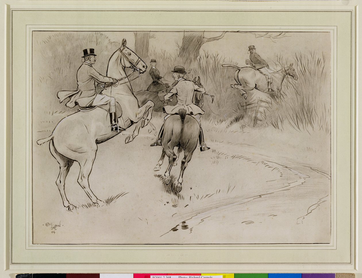 'Hold Back, Sir!', 1904 (kull, penn og blekk med hvitt på papir) av Cecil Charles Windsor Aldin