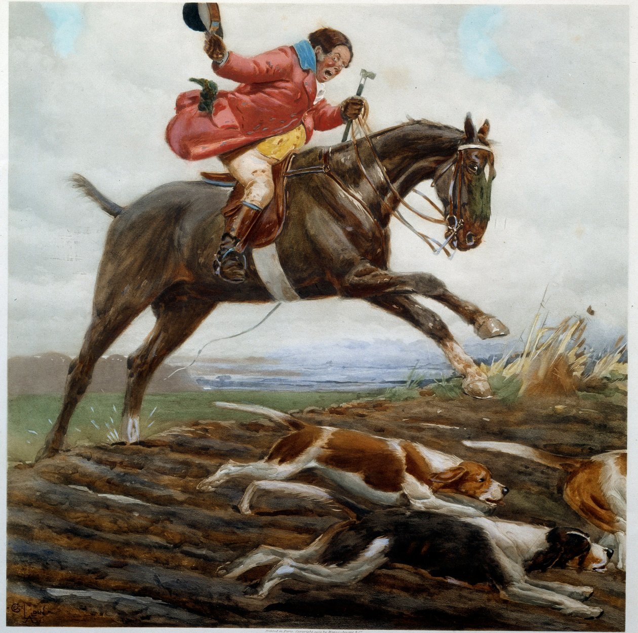 Jakt: "" Tayaut"" Akvarell av Cecil Aldin (1870-1935) Privatsamling fra 1800-tallet av Cecil Charles Windsor Aldin