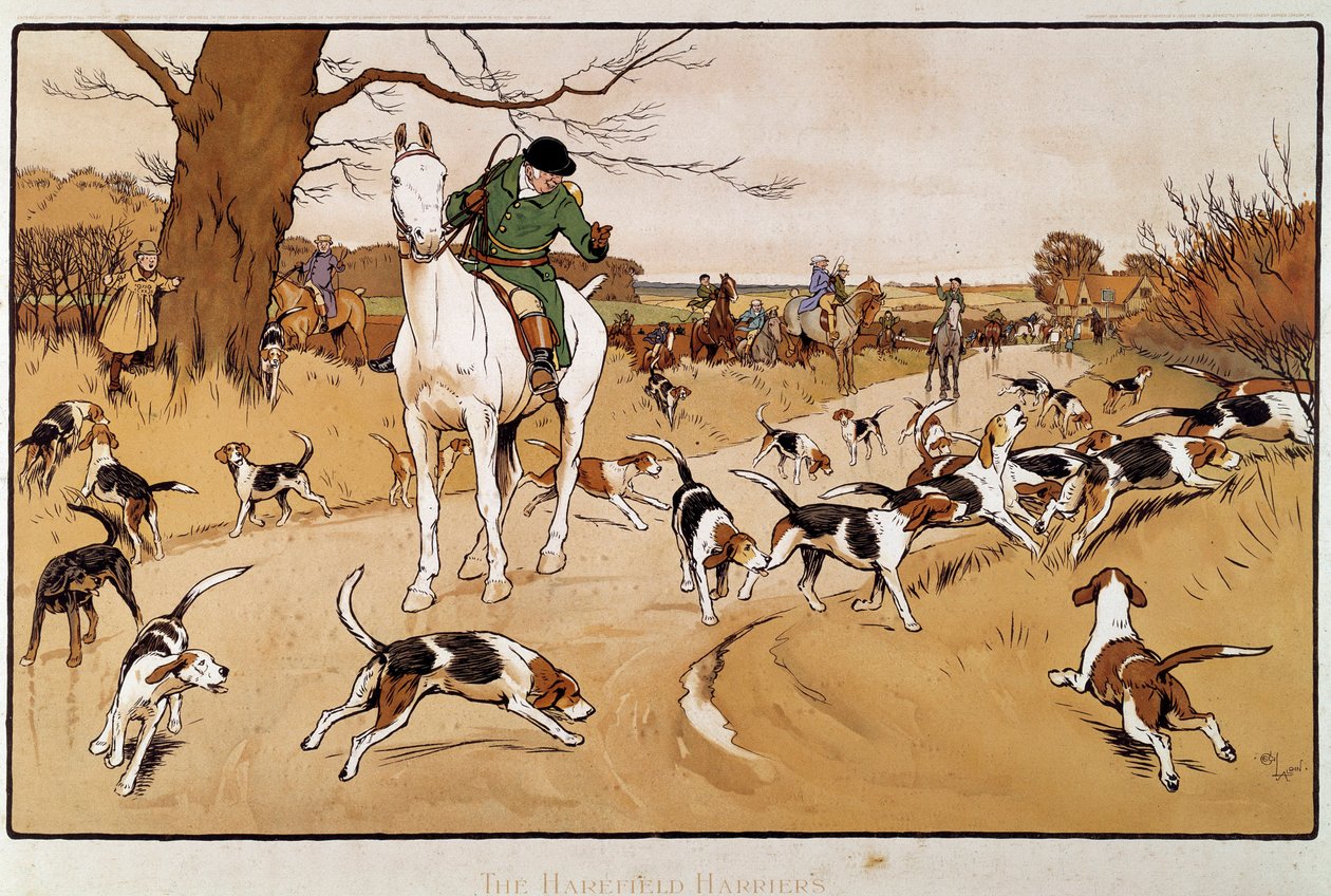 Jakt hare. Akvarell av Cecil Aldin (1870-1935) av Cecil Charles Windsor Aldin