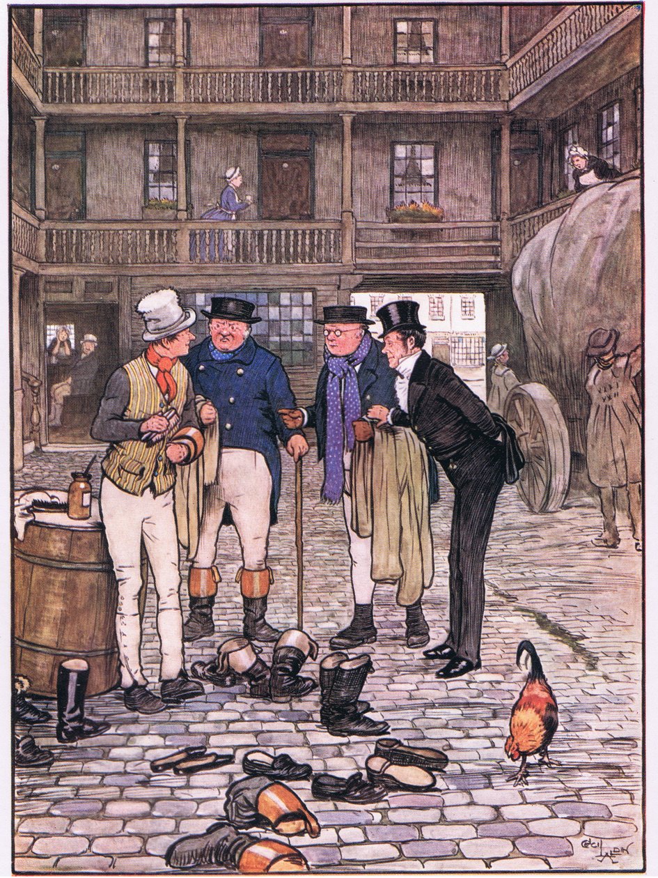 Sam på White Hart-gårdsplassen av Cecil Charles Windsor Aldin
