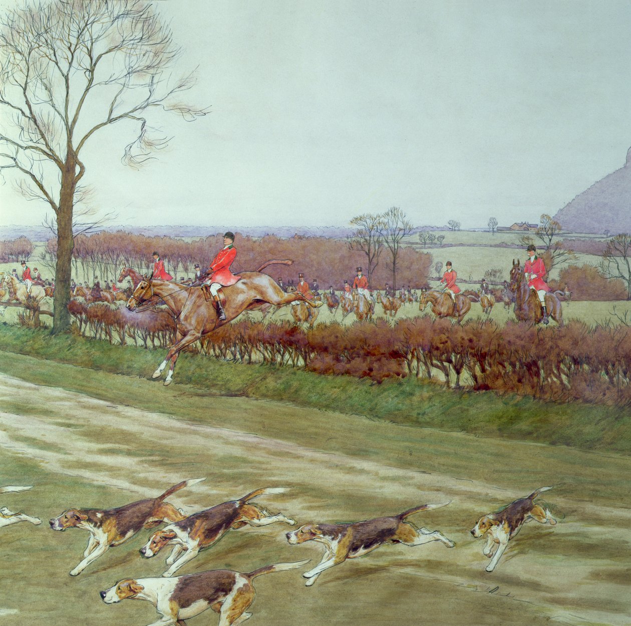 The Cheshire - borte fra Tattenhall, 1912 penn, blekk og wc detalj av 85436 av Cecil Charles Windsor Aldin
