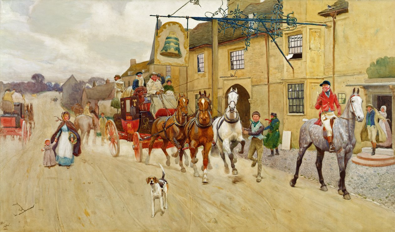 The Great North Road, The Bell at Stilton av Cecil Charles Windsor Aldin