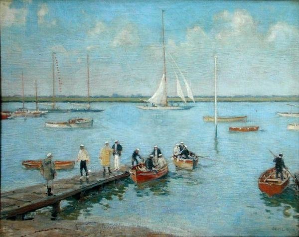Boat Sailors (olje på lerret) av Cecil King