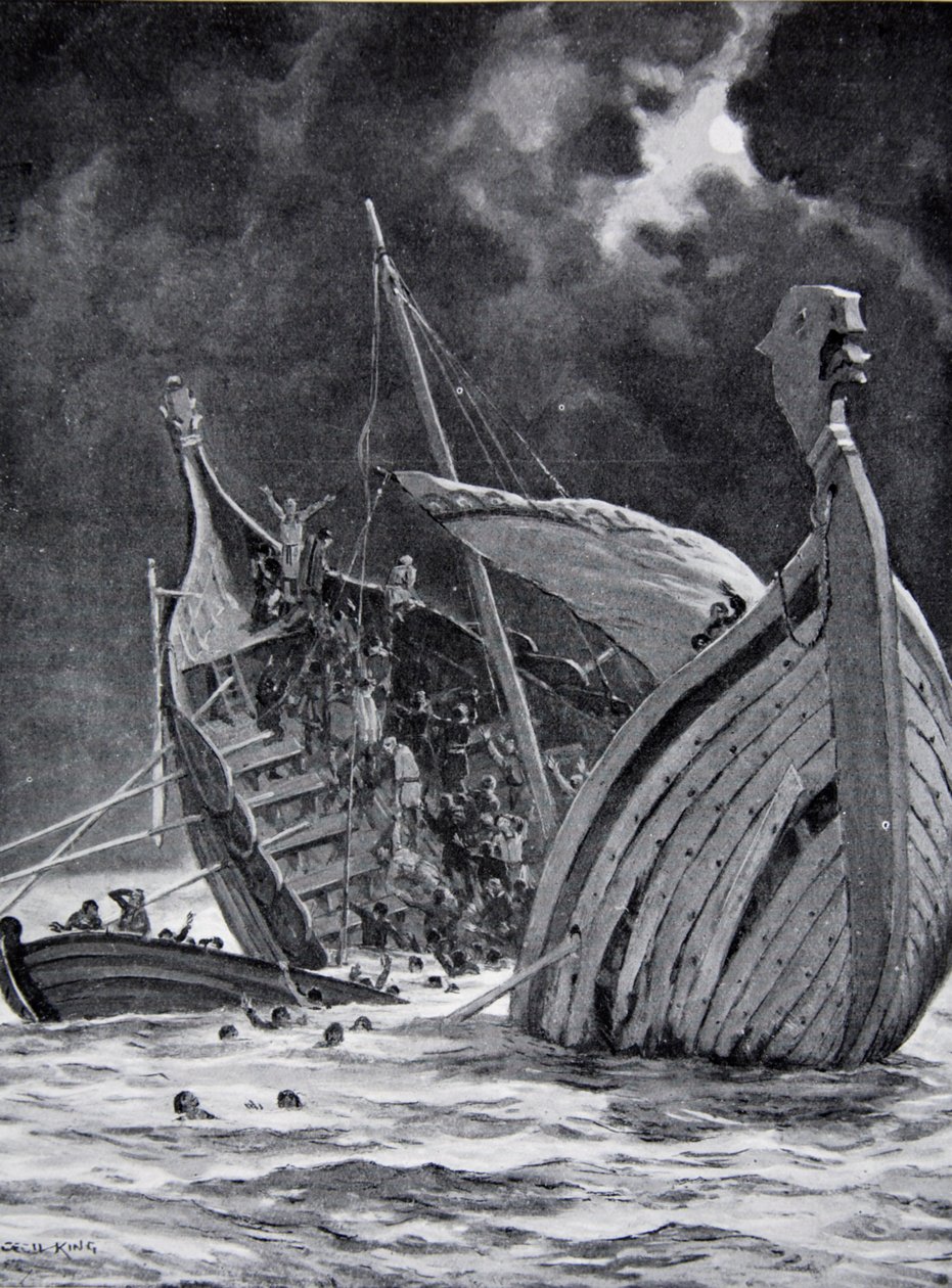 Tapet av det hvite skipet i 1120, illustrasjon fra 
