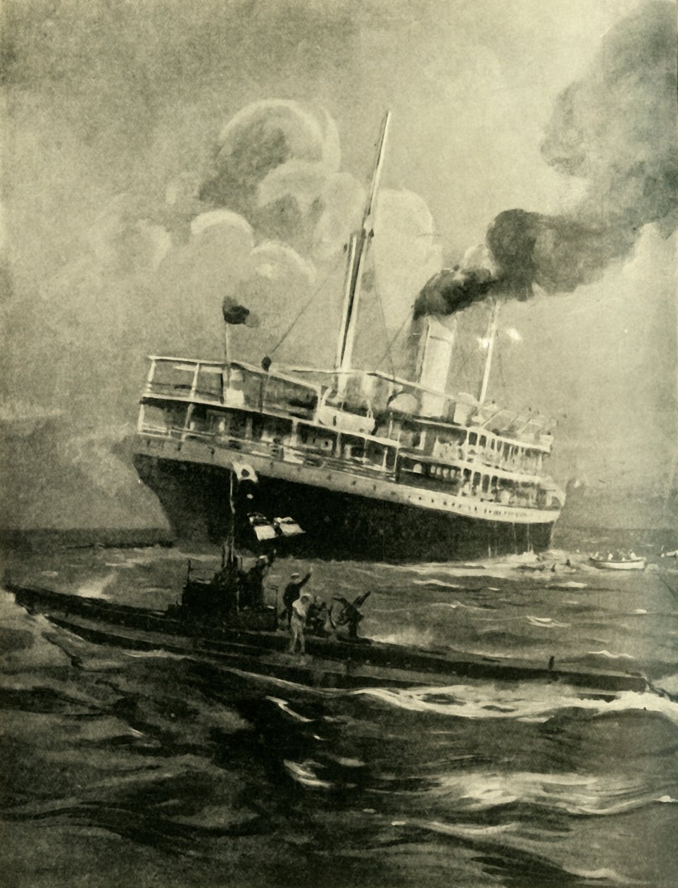 Senkingen av Falaba, første verdenskrig, 28. mars 1915, c1920. av Cecil King