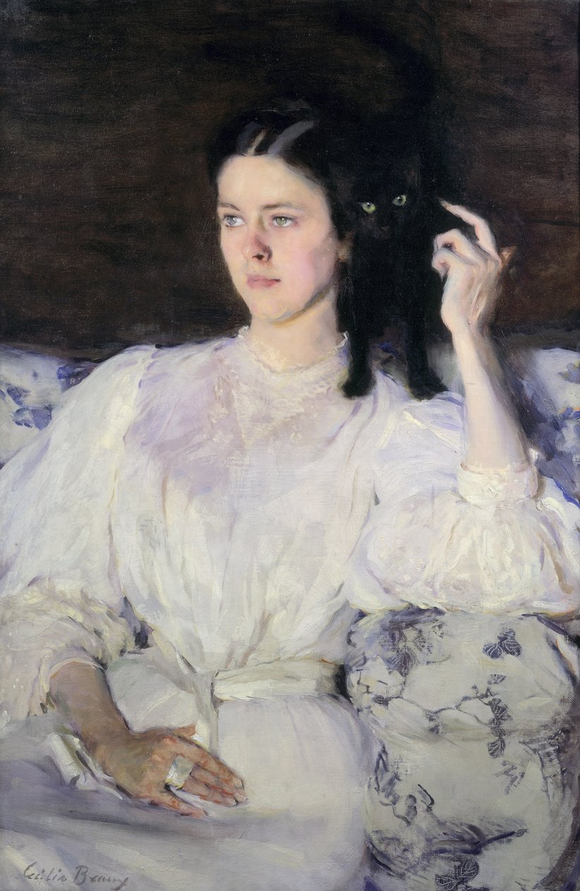 Sita og Sarita, eller ung jente med en katt, 1893-94 av Cecilia Beaux