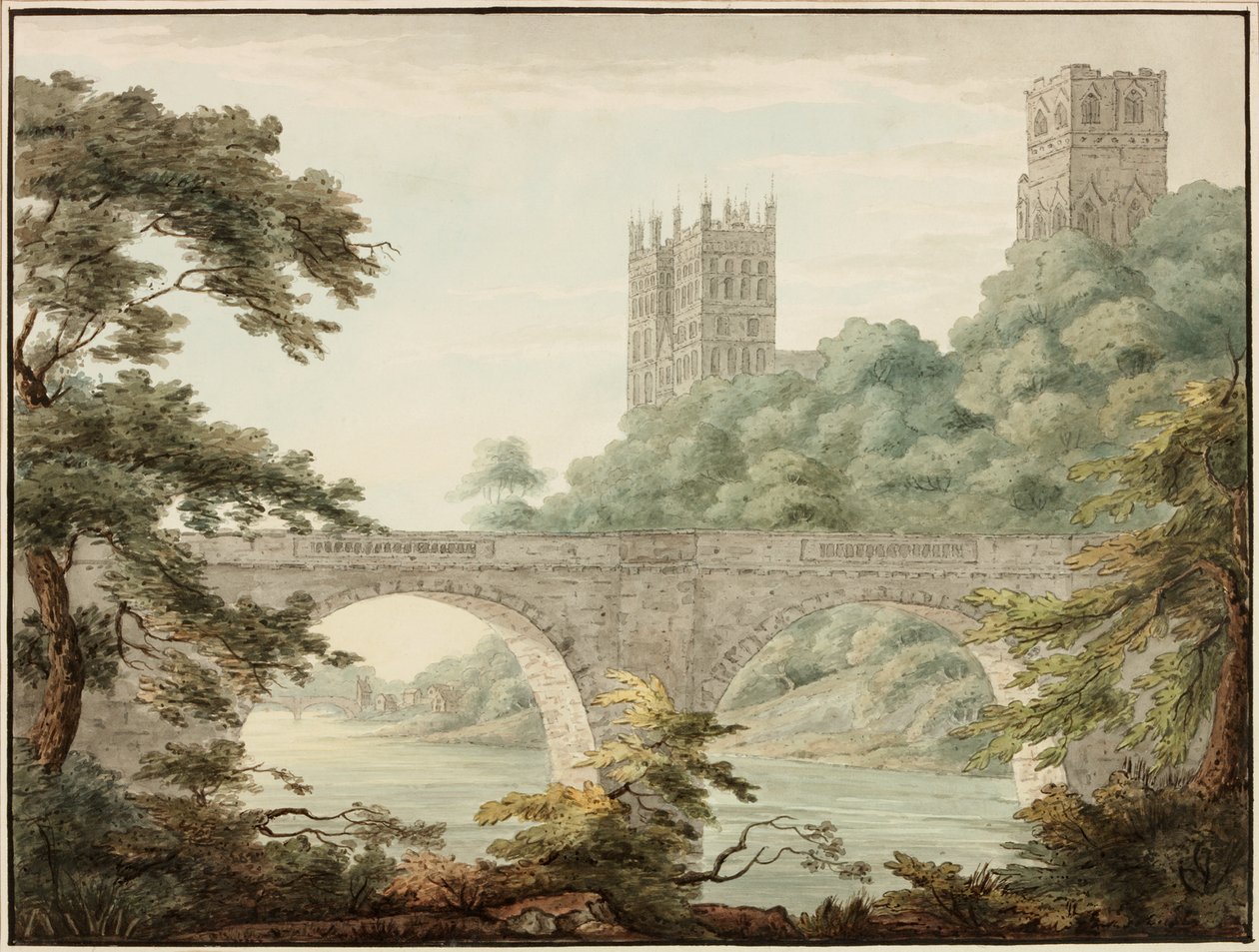 Durham Cathedral, ca 1800-1810 (Akvarell og blekk) av Cecilia Priscilla Cooke