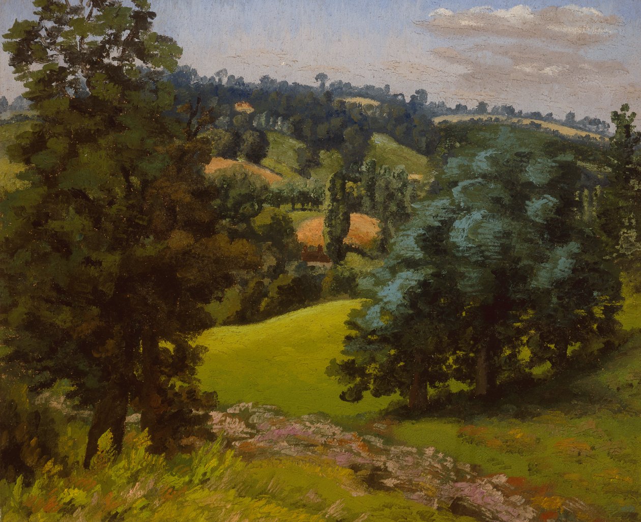 Landskap ved Hadleigh (olje på lerret) av Cedric Morris
