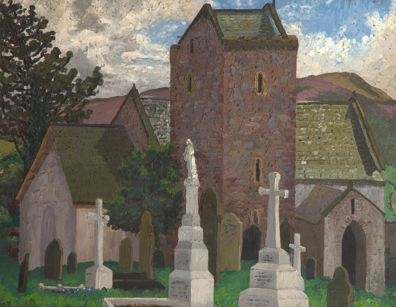 Llangenith Church, Sør-Wales, ca. 1930 (olje på lerret) av Cedric Morris