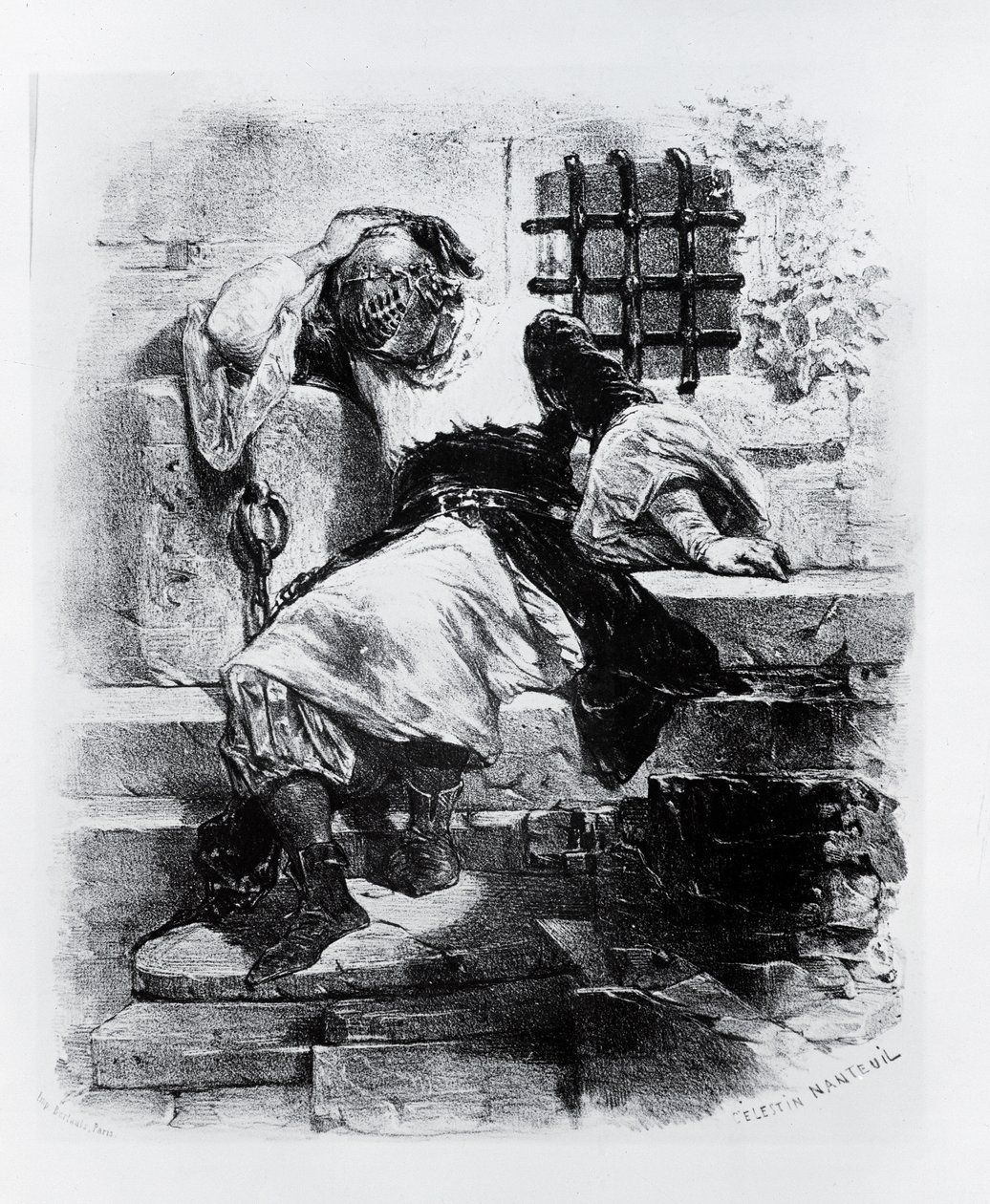 The Man in the Iron Mask in his Prison, illustrasjon til operaen av Adrien Boieldieu og E. Barateau av Celestin Francois Nanteuil