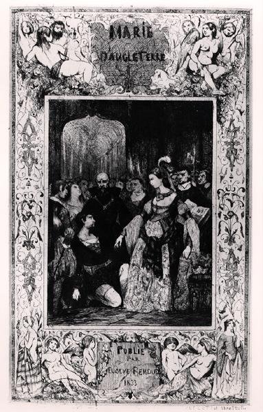Forsiden av 'Marie Tudor' fra 'Works, drama t. VI 'av Victor Hugo (1802-85), 2. utgave av Eugene Renduel av Celestin Francois Nanteuil