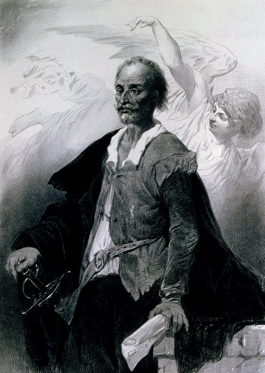 Portrett av Miguel de Cervantes Saavedra (Alcala de Henares av Celestin Francois Nanteuil