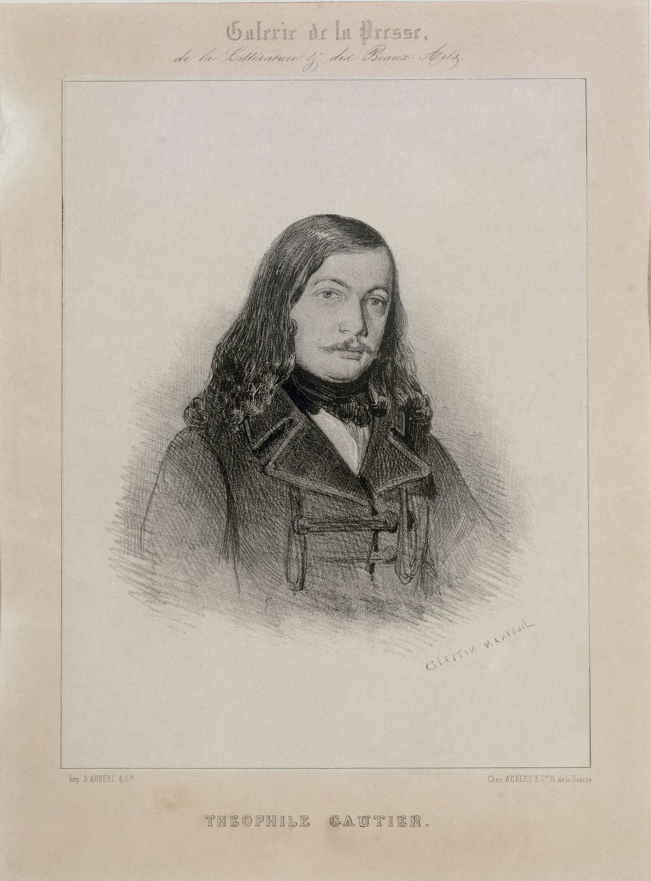 Portrett av poeten Théophile Gautier 1811-1872. av Celestin Francois Nanteuil