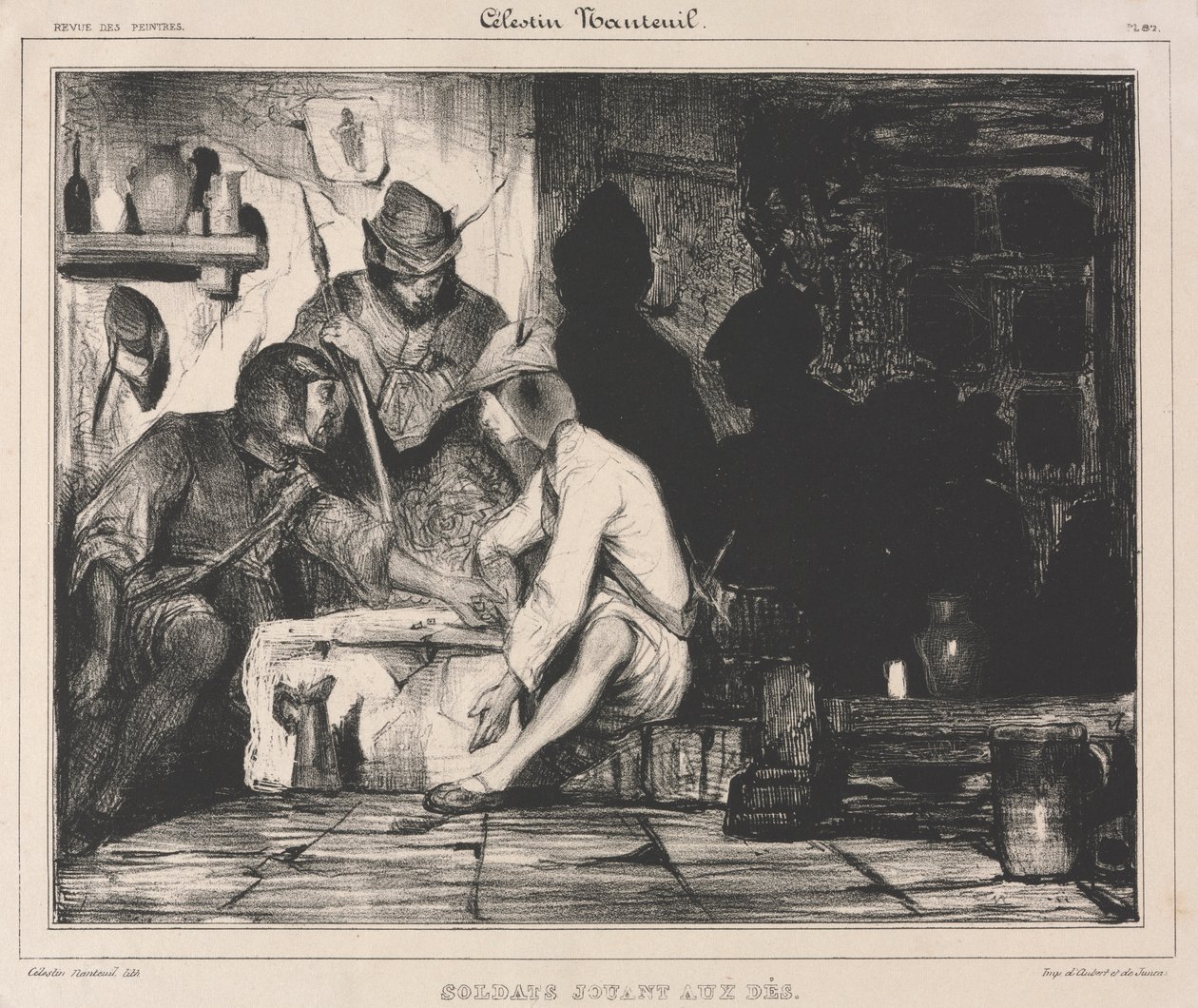 Soldater som spiller terninger, 1900-tallet. av Celestin Francois Nanteuil