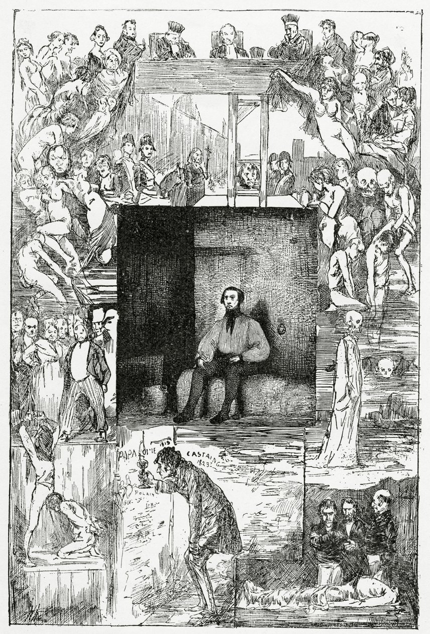 Den siste dagen av domfelte, 1800-tallet (bw-gravering) av Celestin Francois Nanteuil