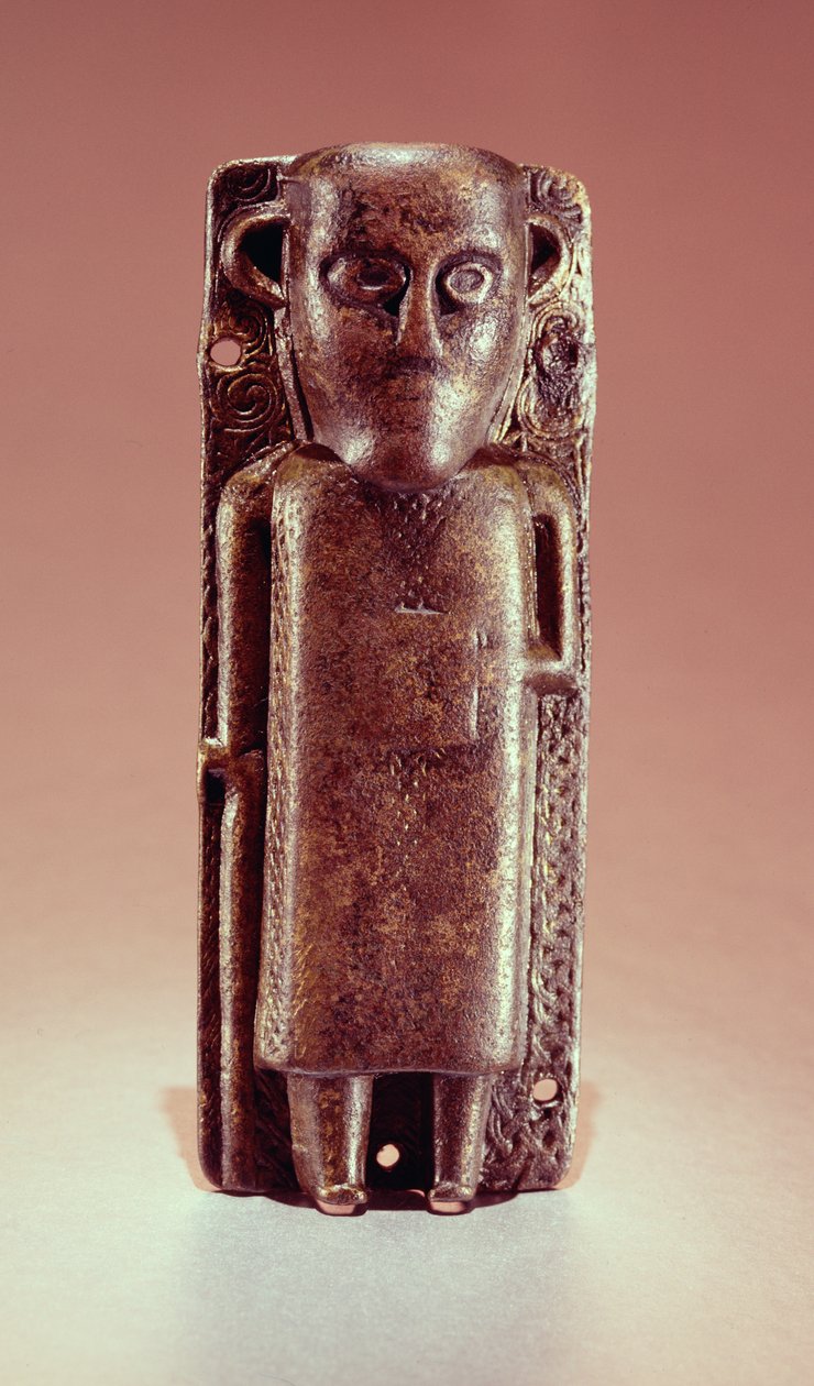 Figur av en kirkelig, Aghaboe, County Laois (forgylt kobberlegering) av Celtic