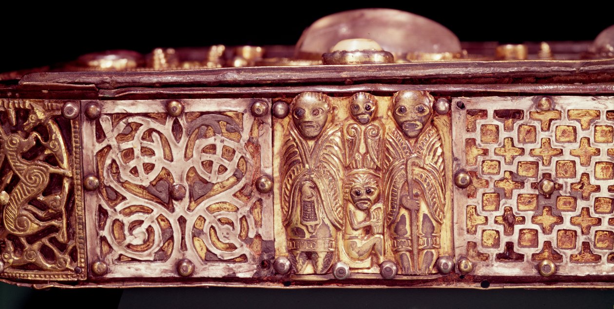 Shrine of the Stowe Missal, Lorrha, County Tipperary eik dekorert med sølvplater detalj av 390442 av Celtic