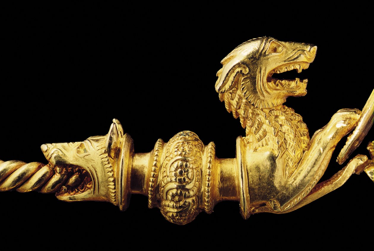 Svært viktig La Tene kriger fibula, detalj av Celtic