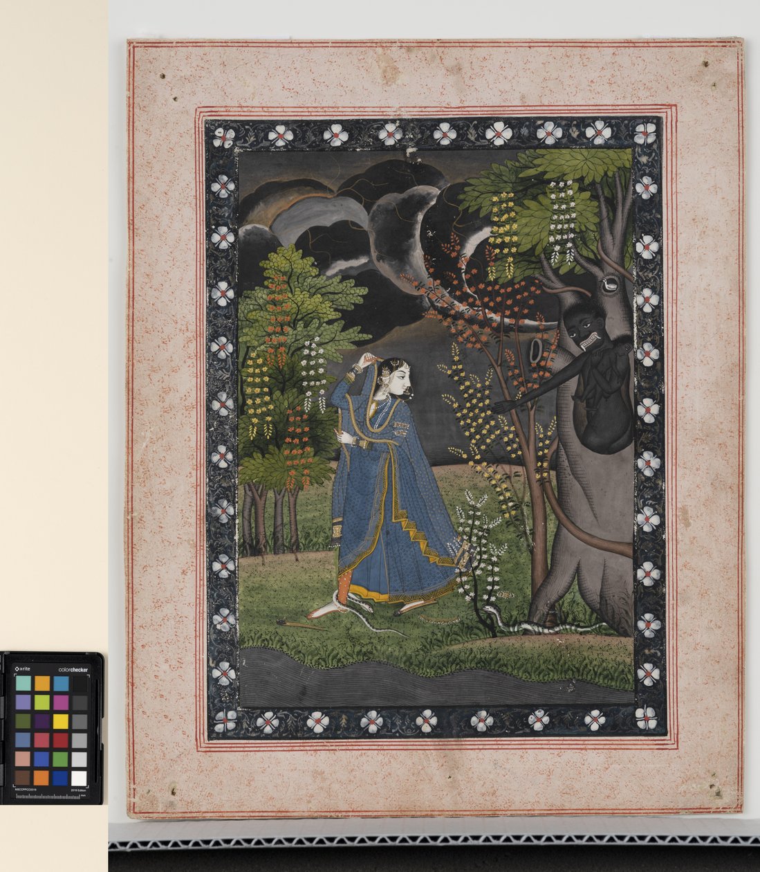 Abhisarika Nayika, ca. 1820 (ugjennomsiktige pigmenter og gull på papir) av Central Indian School