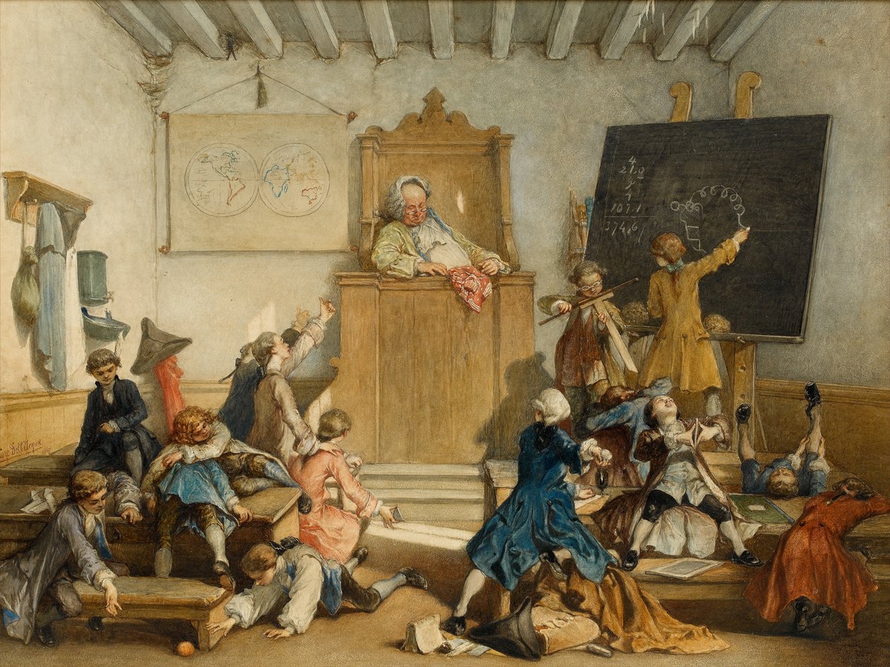 Education for the Privileged, A School for the Children of Courtiers, Wien, 1867 (wc på papir) av Cesare Felix dell Acqua