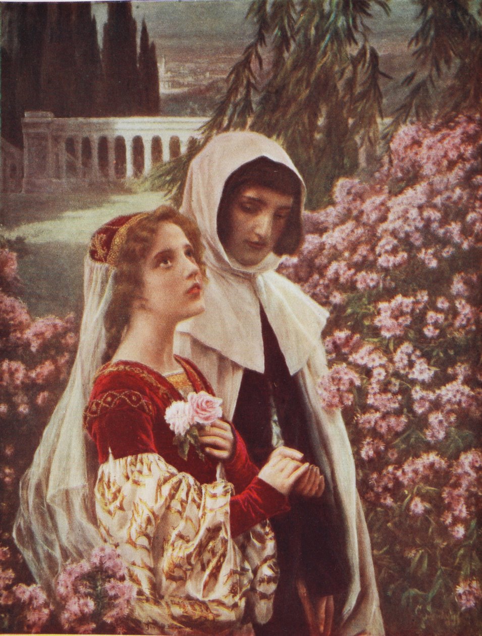 Dante og Beatrice i hagen av Cesare Saccaggi