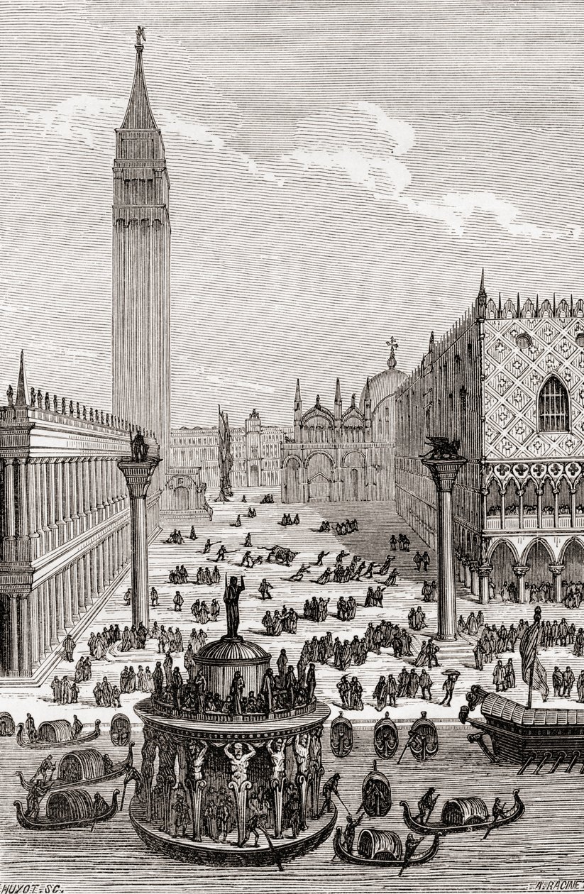 Utsikt over Markusplassen, Venezia, Italia av Cesare Vecellio