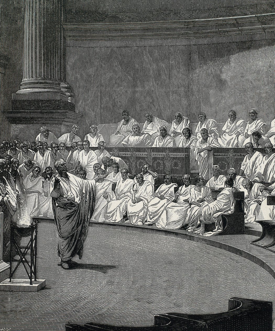 Cicero fordømmer konspiratøren Catiline (gravering) av Cesare (after) Maccari