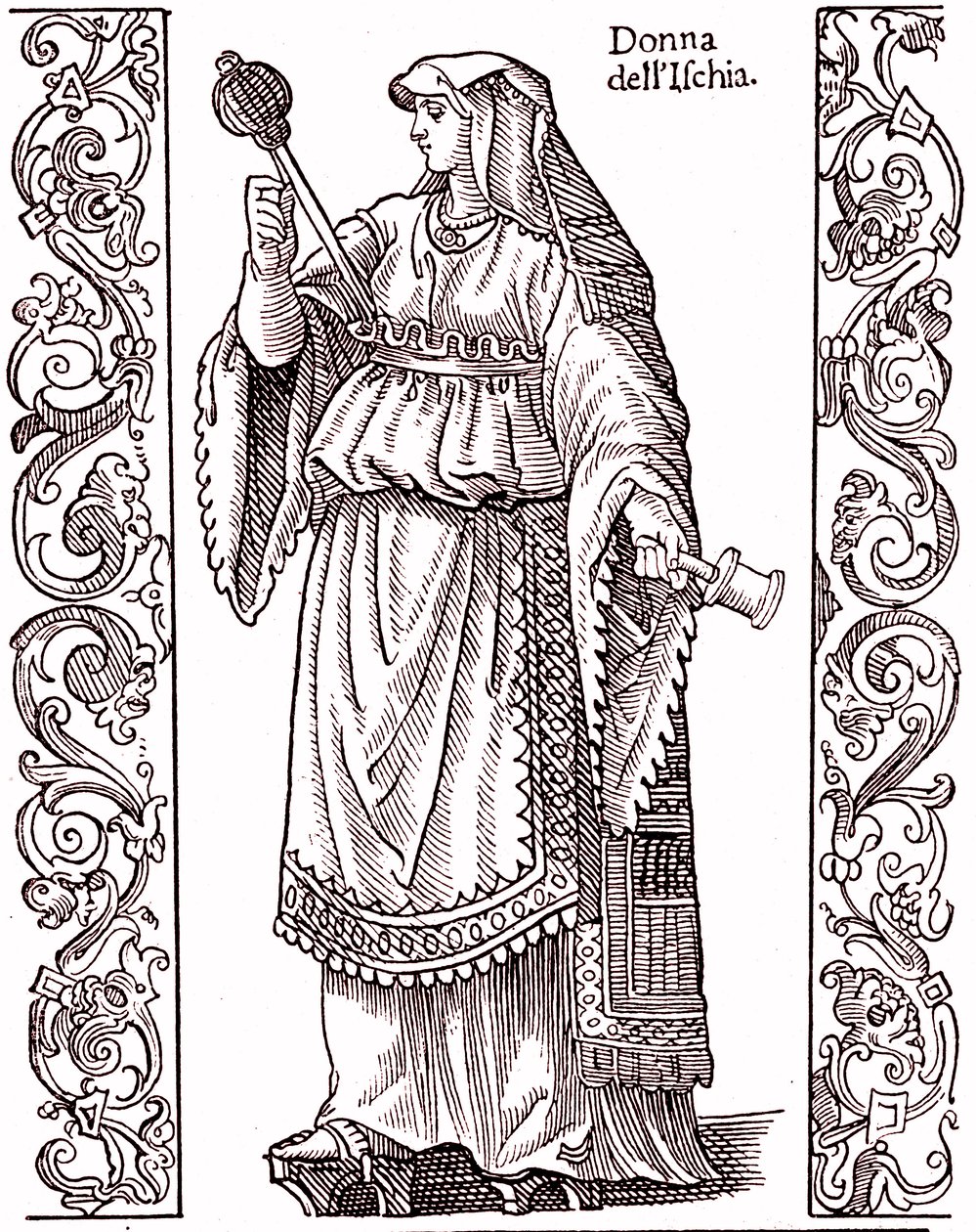 En bonde fra ISCHIA - italiensk drakt på 1600-tallet av Cesare (after) Vecellio