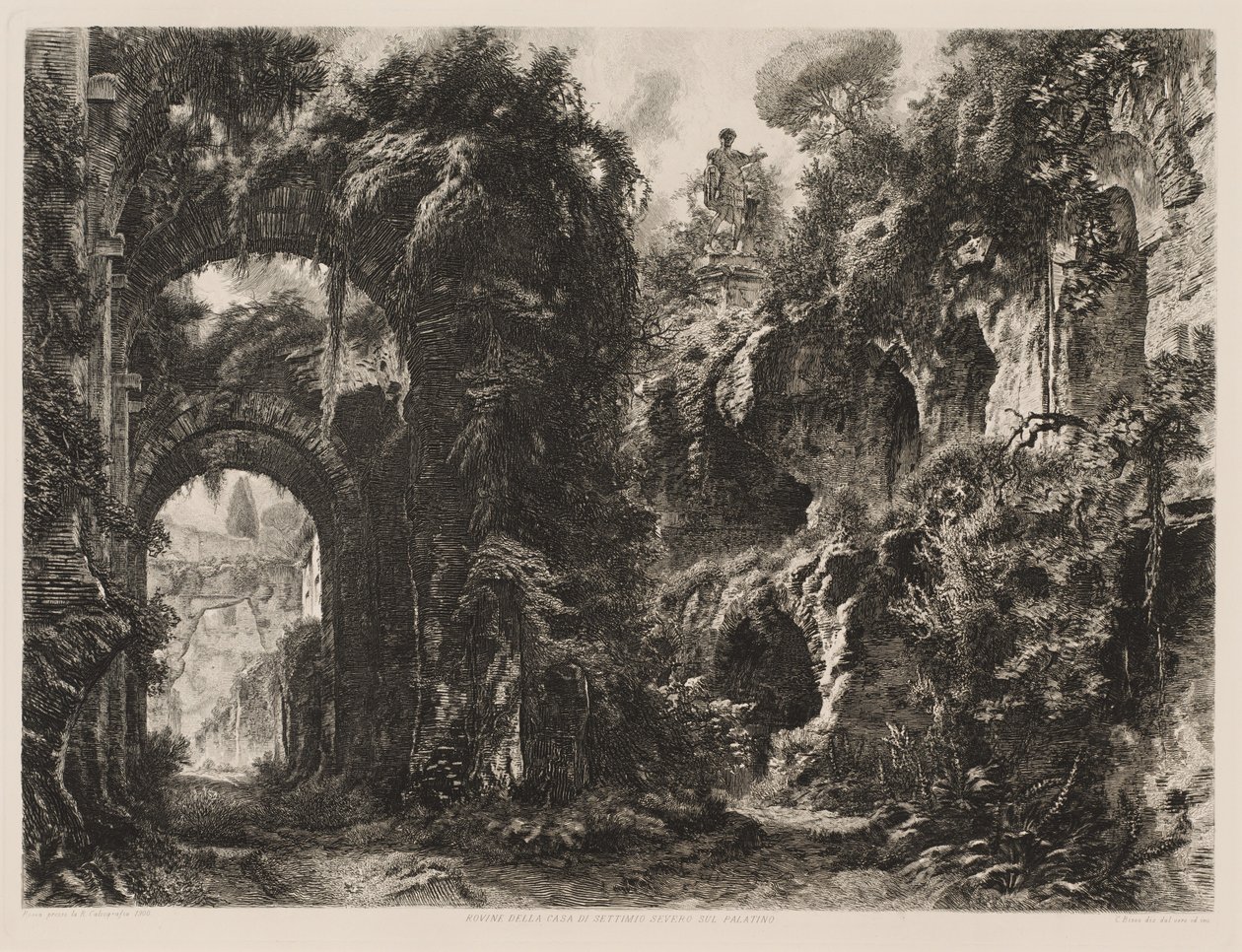 Ruinene av huset til Septimius Severus på Palatinen av Cesare Biseo