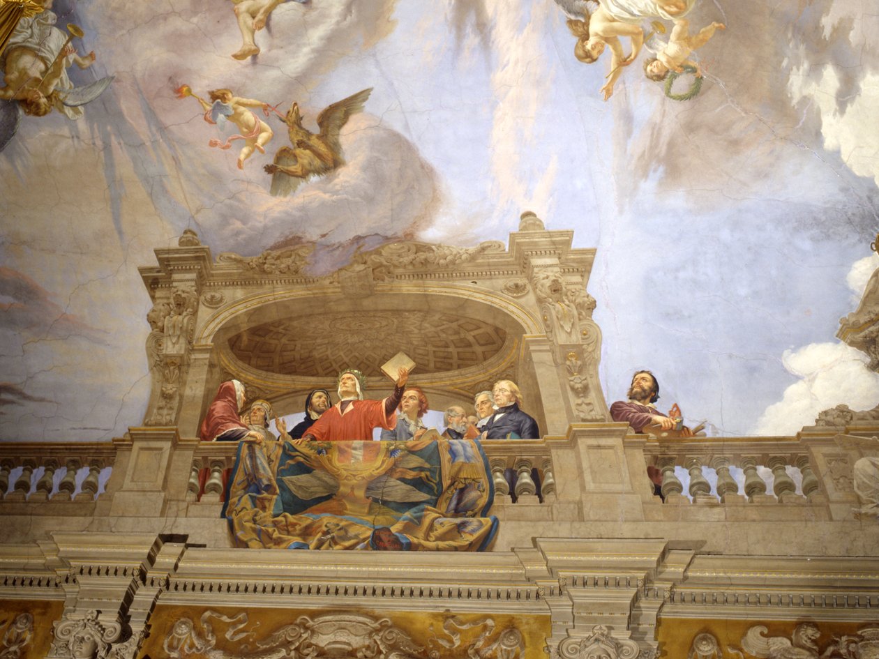 Dante, Petrarch, Cola di Rienzo, A. da Brescia og Vittorio Alfieri (detalj av 3433390) av Cesare Mariani
