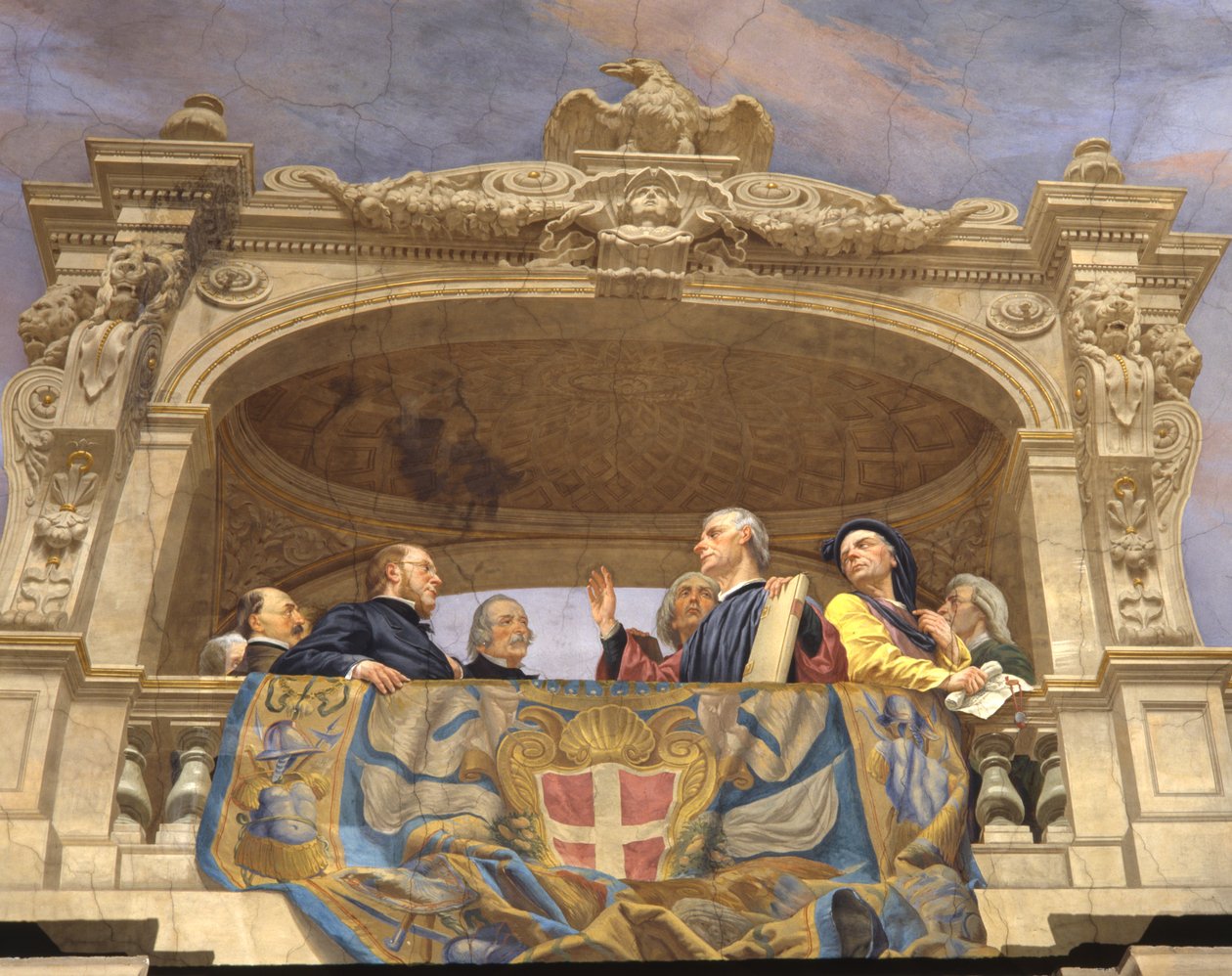 Macchiavelli, A. Gentili, Pier Capponi og Cavour (detalj av 3433390) av Cesare Mariani