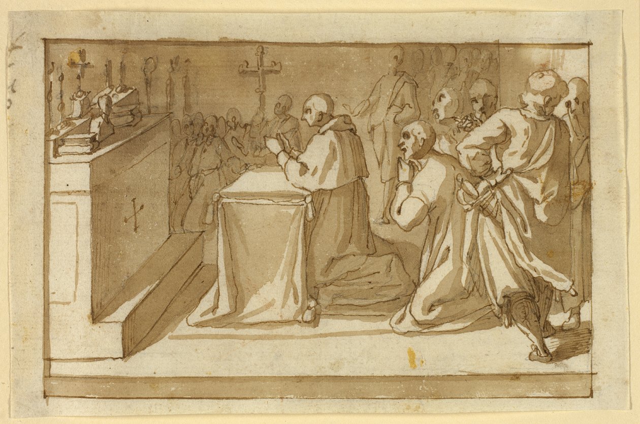 Saint Charles Borromeo som ærer relikviene av Cesare Nebbia