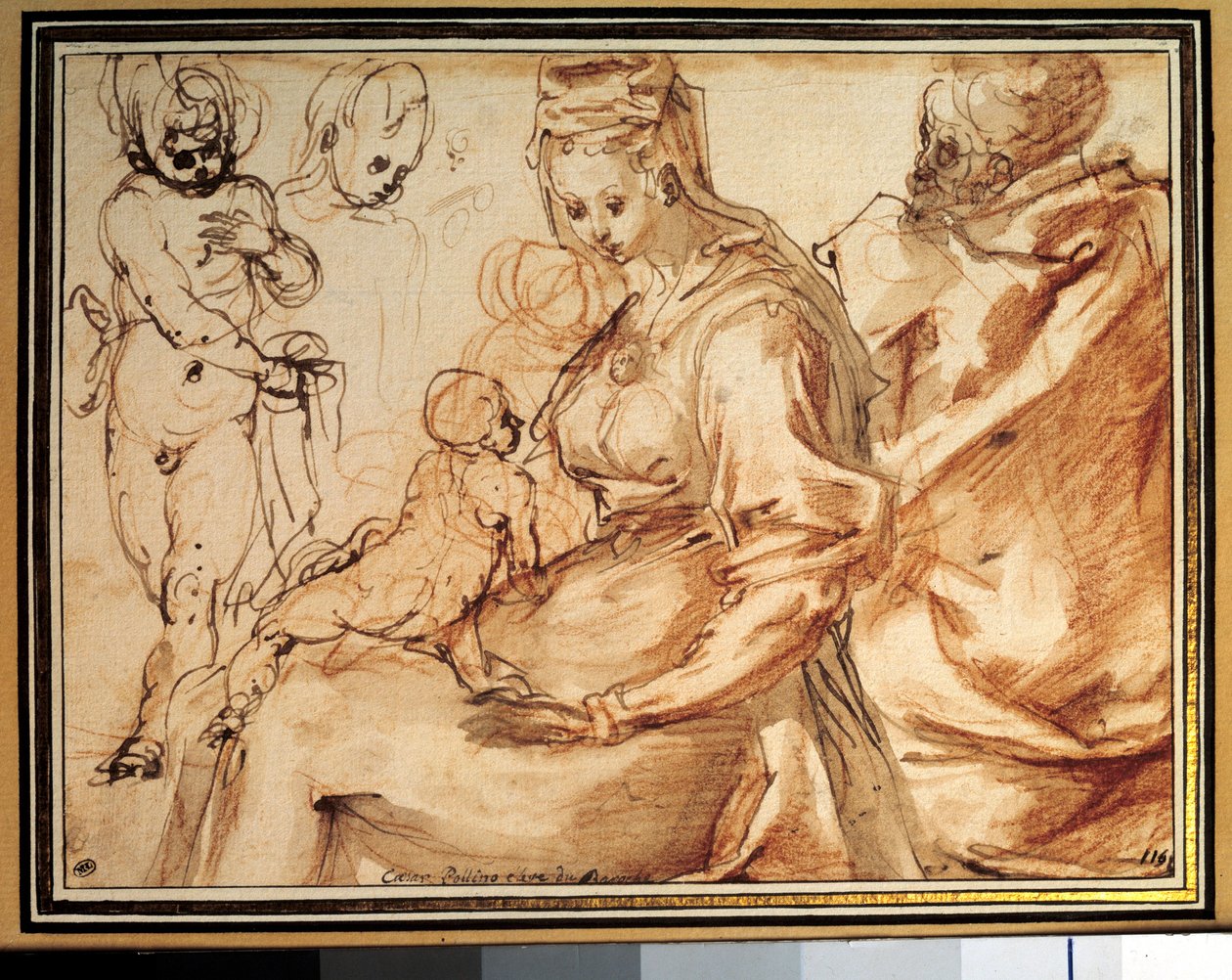 Den hellige Lavis-familien har blekk, penn og blod av Cesare Pollini (rundt 1560-rundt 1630) Paris fra 1600-tallet, Louvre-museet. av Cesare Pollini