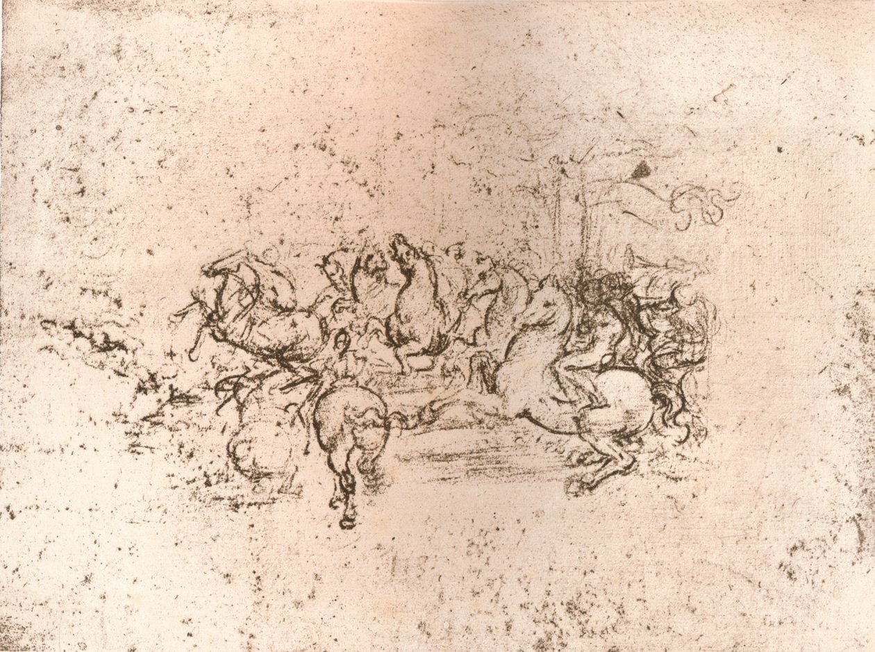 Kopi av en del av tegneserien om slaget ved Anghiari, c1505-c1523 1883 av Cesare da Sesto