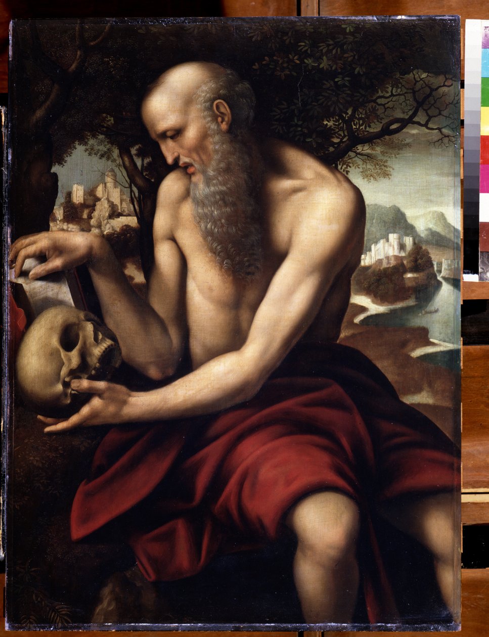 ""Representation of Saint Jerome"" (Vanite) maleri av Cesare da Sesto (1477-1523) Pushkin-museet fra 1500-tallet, Moskva av Cesare da Sesto
