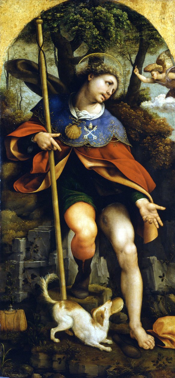 San Rocco (Saint Roch). Maleri av Cesare da Sesto (1477 - 1523). Milano, Slottsmuseet. av Cesare da Sesto