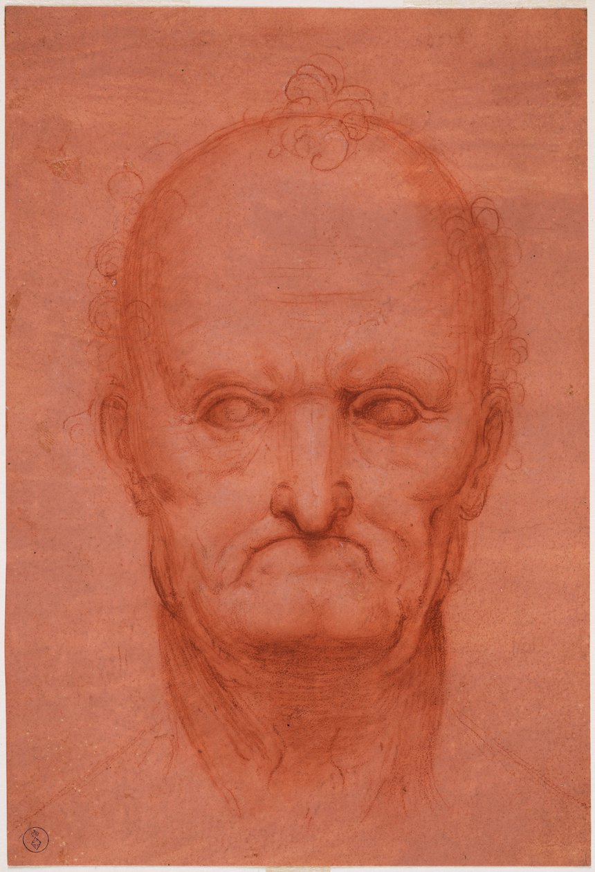 Leder av gammel mann, ca. 1515 (blod på forberedt rødt papir) av Cesare da attr.to Sesto