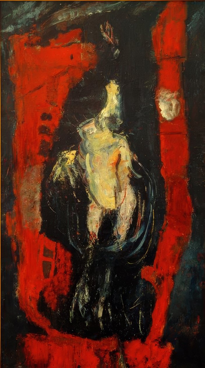 Ch. Soutine, fjærfe, hengende foran en rød vegg av Chaim Soutine