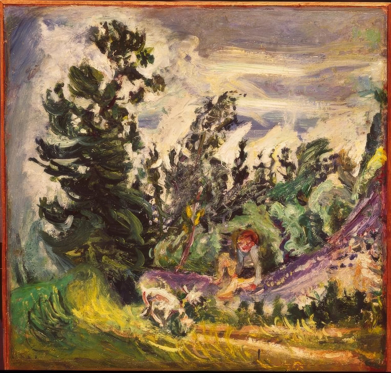 Landskap med jente med geit av Chaim Soutine