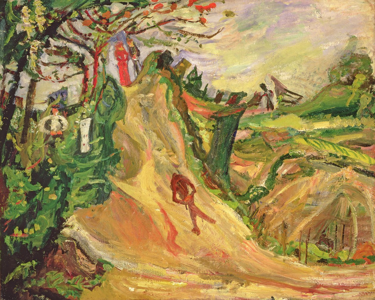 Bakke med en mann på veien av Chaim Soutine