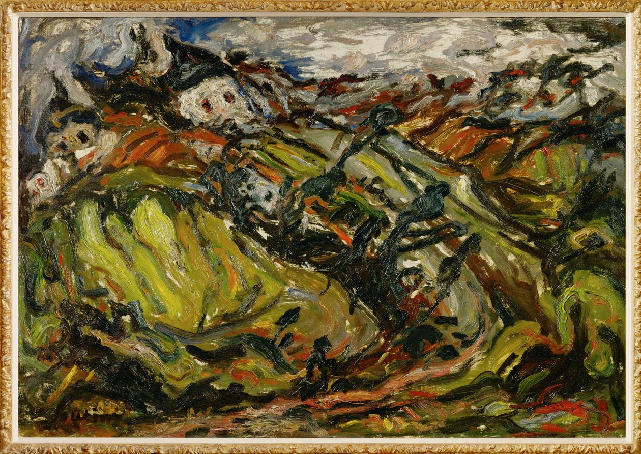 Hus i Ceret (maleri på lerret) av Chaim Soutine