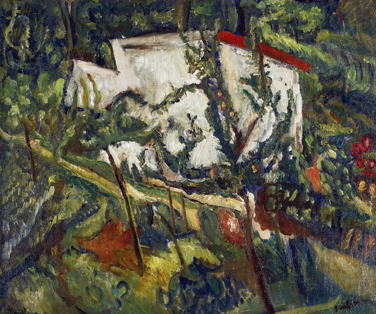 House of Clamart-maleri av Chaim Soutine (1893-1943), ca. 1918 - Olje på lerret, 60x72,8 - Privat samling av Chaim Soutine