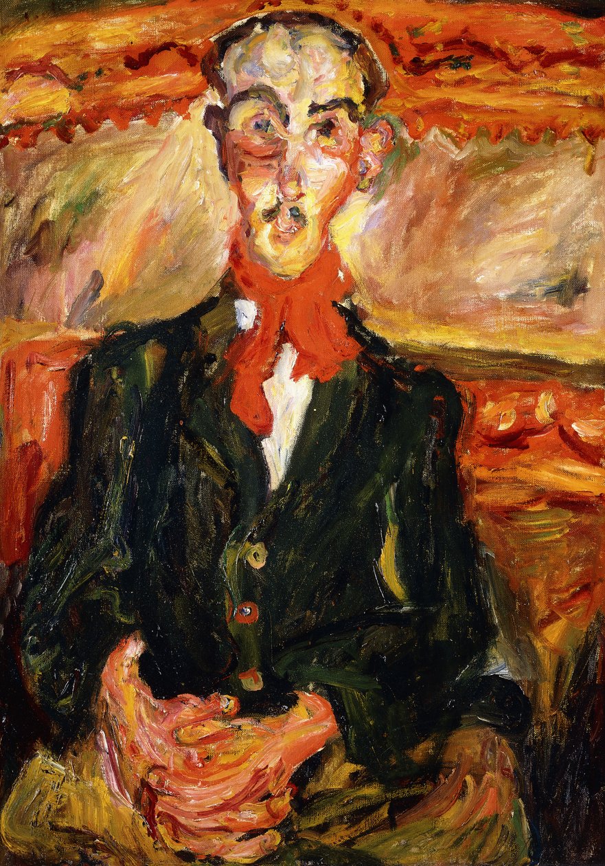 Mann i rødt skjerf; Mannen i det røde skjerfet, ca. 1921 av Chaim Soutine