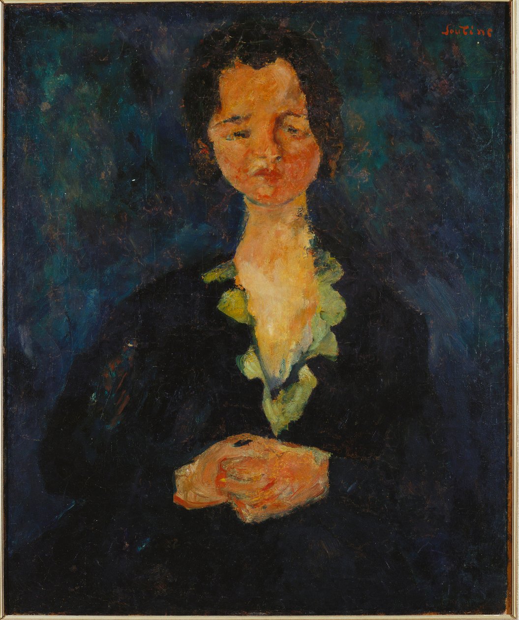 Portrett av en kvinne med blå bakgrunn, 1927 av Chaim Soutine