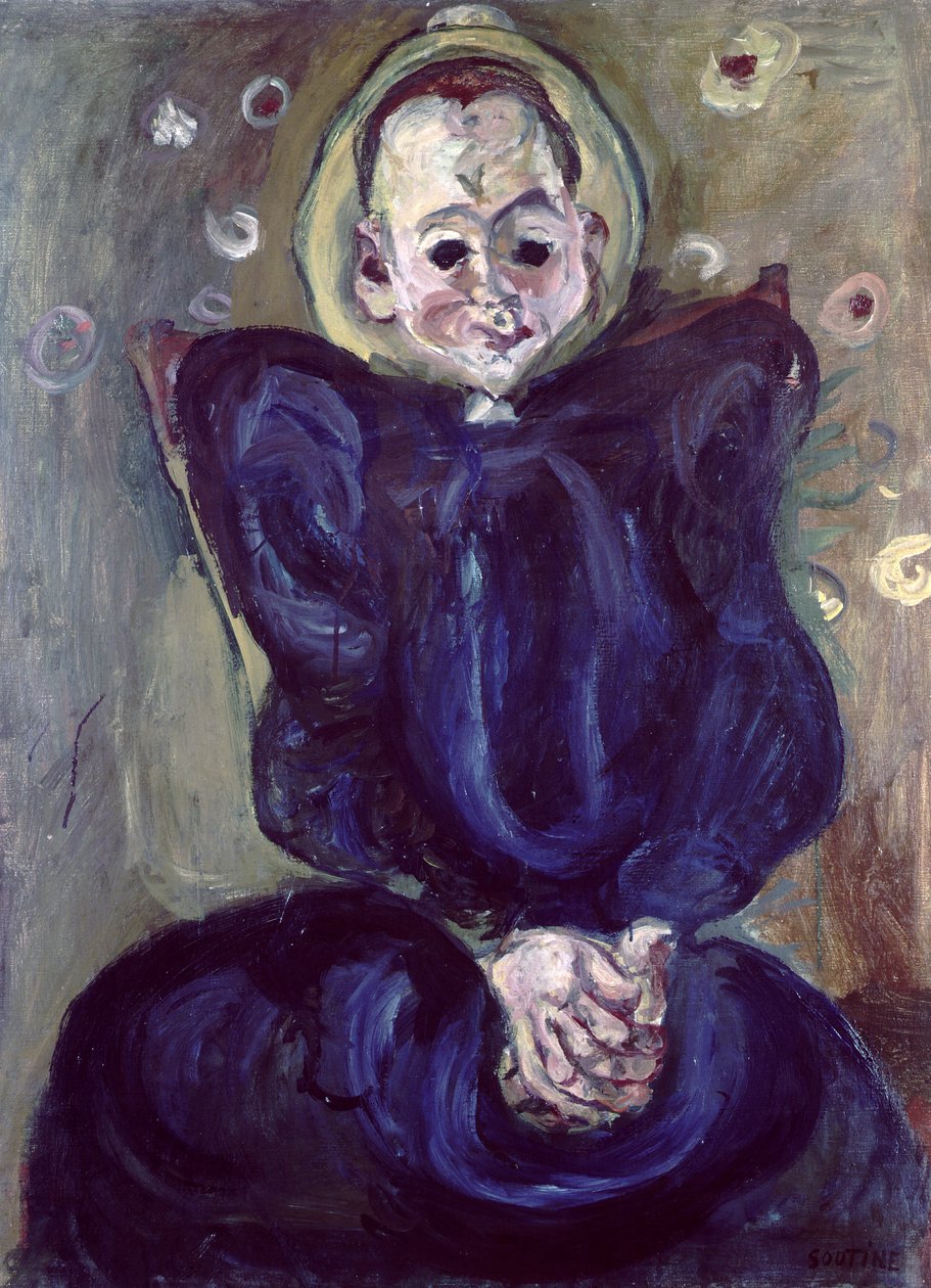 Kvinne i blå kjole (olje på lerret) av Chaim Soutine