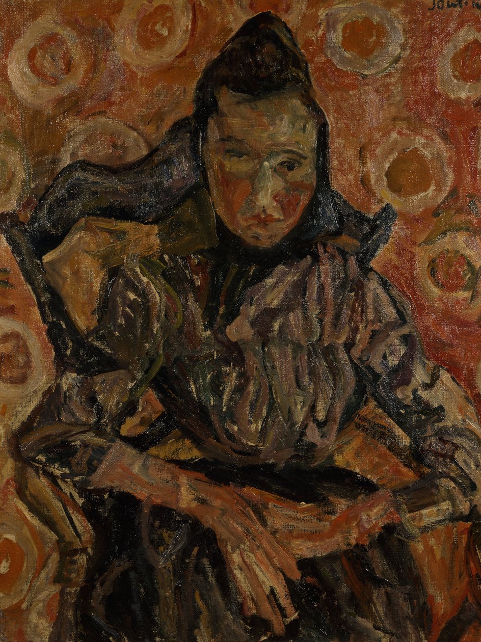 Kvinne satt på en stol; Kvinne sitter i en lenestol, ca. 1917-18 av Chaim Soutine