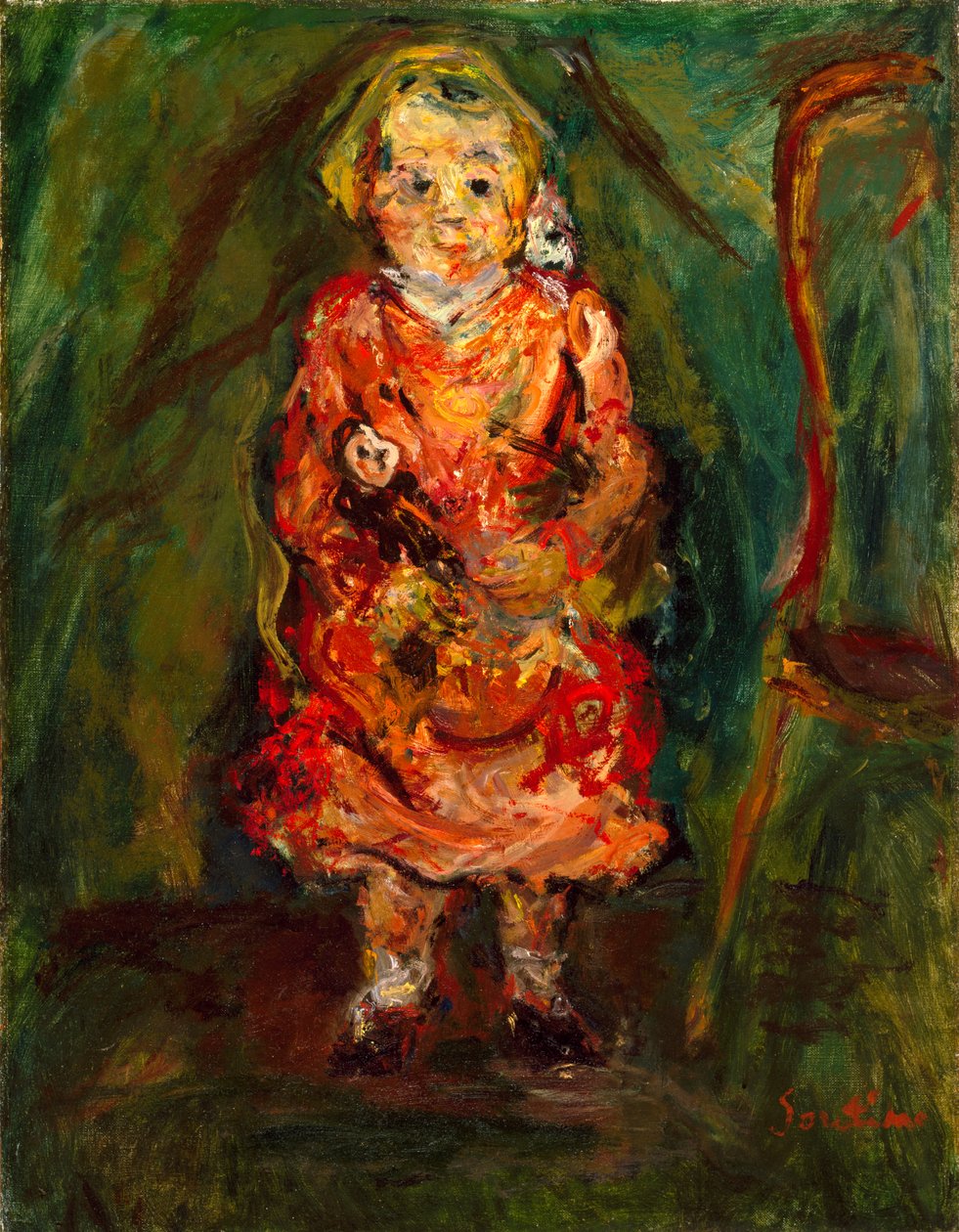 Ung jente med en dukke, 1926-27 av Chaim Soutine
